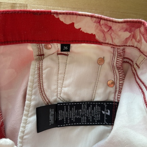 NWT 7 For All Mankind The High Waist Ankle Skinny Floral Print Jeans, 26 - Picture 11 of 12